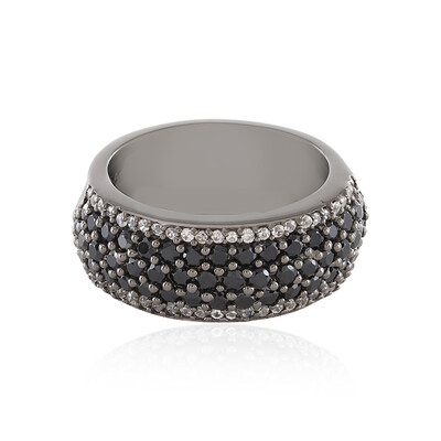 Black Spinel Silver Ring