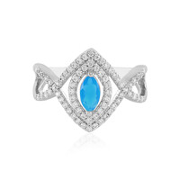 Blue Ethiopian Opal Silver Ring