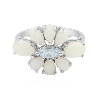 White Opal Silver Ring