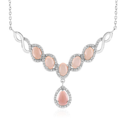 Machu Picchu Pink Opal Silver Necklace