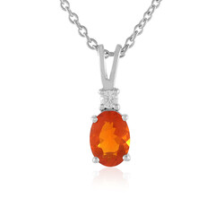 Mexican Fire Opal Silver Necklace