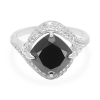 Black Spinel Silver Ring