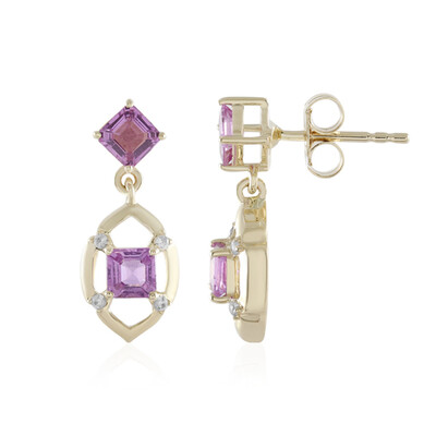 9K Unheated Ceylon Purple Sapphire Gold Earrings