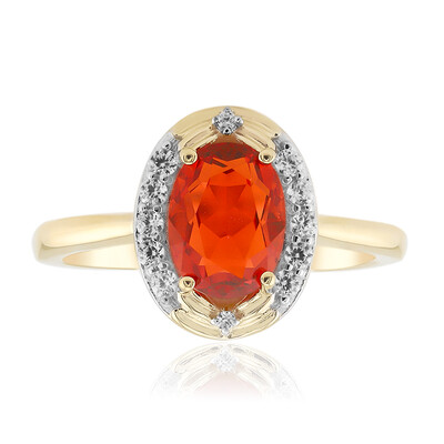 9K AAA Mexican Fire Opal Gold Ring