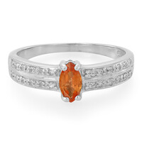 Orange Sapphire Silver Ring