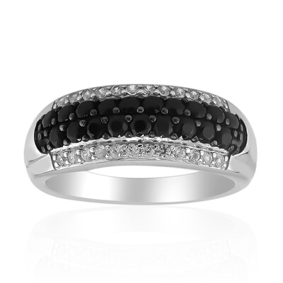 Black Spinel Silver Ring