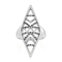 Champagne Diamond Silver Ring