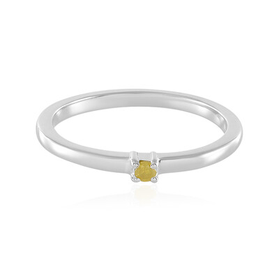 I3 Yellow Diamond Silver Ring