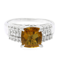 Cognac Quartz Silver Ring