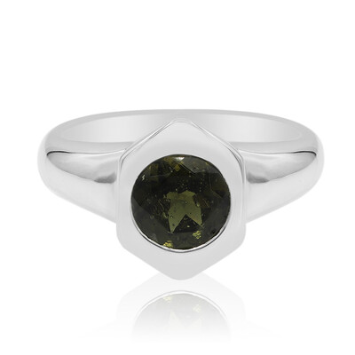 Moldavite Silver Ring