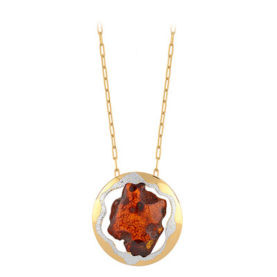 Cognac Baltic Amber Silver Necklace (dagen)