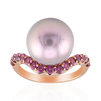 Purple Ming Pearl Silver Ring