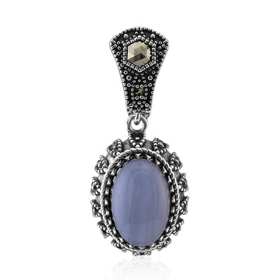 Blue Lace Agate Silver Pendant (Annette classic)