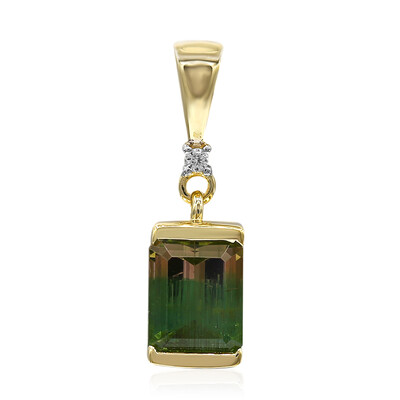 9K Bi Colour Tourmaline Gold Pendant