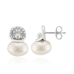 White Freshwater Pearl Silver Earrings (Michelle Albala)