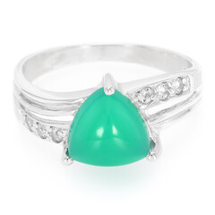 Green Chalcedony Silver Ring