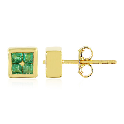 9K Brazilian Emerald Gold Earrings