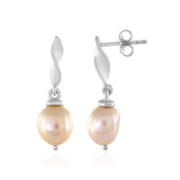 Peach Freshwater Pearl Silver Earrings