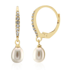 White Freshwater Pearl Silver Earrings