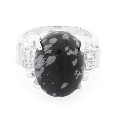 Snowflake Obsidian Silver Ring