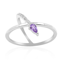 Unheated Ceylon Purple Sapphire Silver Ring