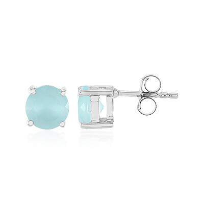 Aqua Chalcedony Silver Earrings