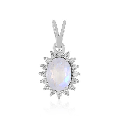 Rainbow Moonstone Silver Pendant