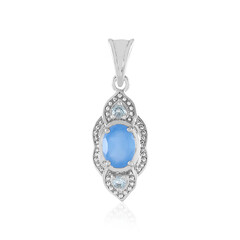 Blue Chalcedony Silver Pendant