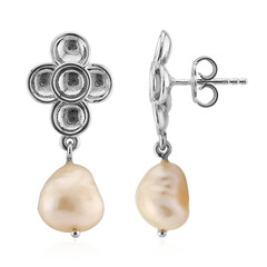 Peach Freshwater Pearl Silver Earrings (TPC)