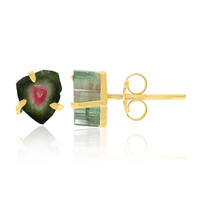 Watermelon Tourmaline Silver Earrings