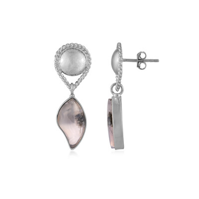 Purple Chalcedony Silver Earrings (Bali Barong)