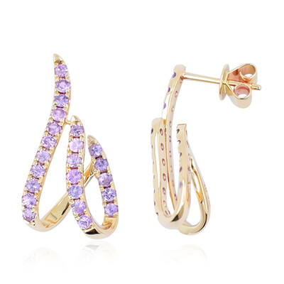 9K Unheated Ceylon Purple Sapphire Gold Earrings