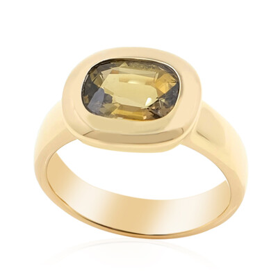 9K Unheated Yellow Tanzanite Gold Ring (de Melo)