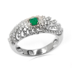 Colombian Emerald Silver Ring