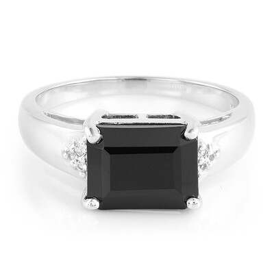 Black Spinel Silver Ring