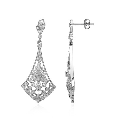 White Topaz Silver Earrings