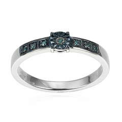 I3 Blue Diamond Silver Ring