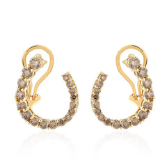 9K I2 Champagne Diamond Gold Earrings (de Melo)