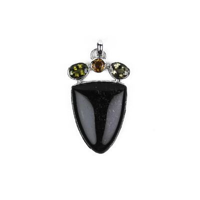 Gold Sheen Obsidian Silver Pendant