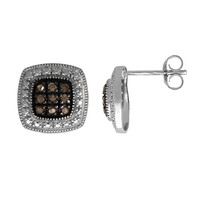 Champagne Diamond Silver Earrings