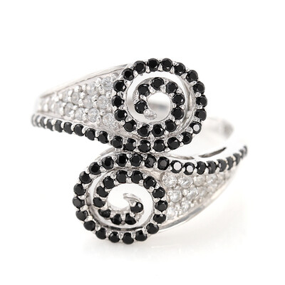 Black Spinel Silver Ring