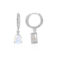 Rainbow Moonstone Silver Earrings