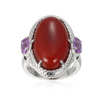 Red Agate Silver Ring