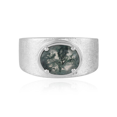 Moss Agate Silver Ring