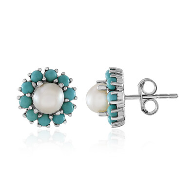 White Freshwater Pearl Silver Earrings