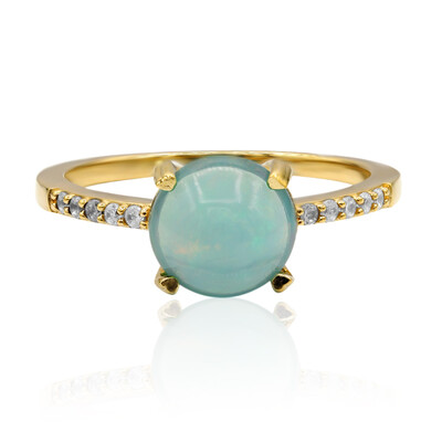 Blue Ethiopian Opal Silver Ring