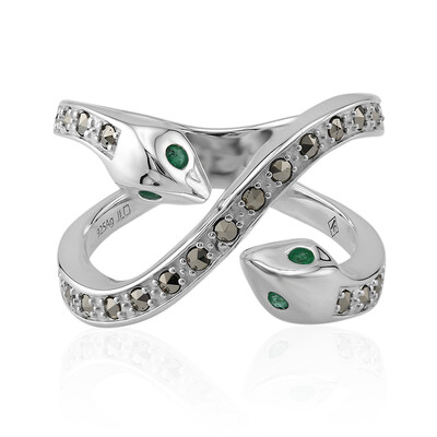 Zambian Emerald Silver Ring (Annette classic)