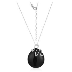 Black Agate Silver Necklace