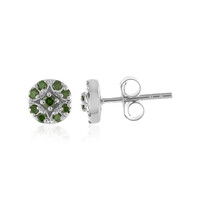 I3 Green Diamond Silver Earrings