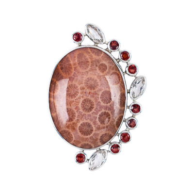 Petrified Coral Silver Pendant